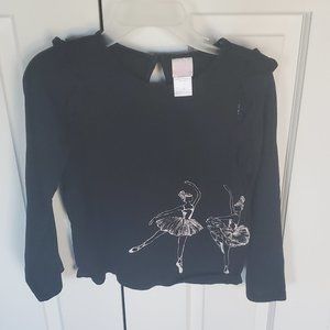 Janie and Jack Black Ballerina Long Sleeve Top - Girls Small